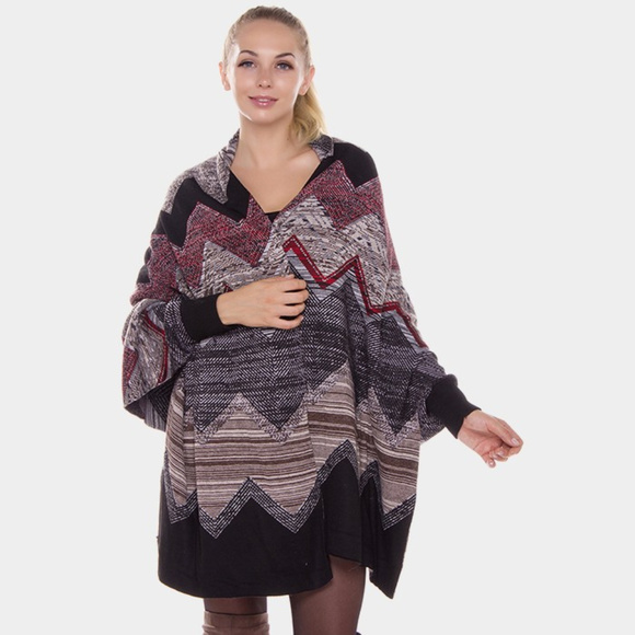 EXCHIC Warme open voorkant gebreide sjaals en omslagdoeken bloemen elegante cardigans poncho cape jas mantel, Grijs-94, One size